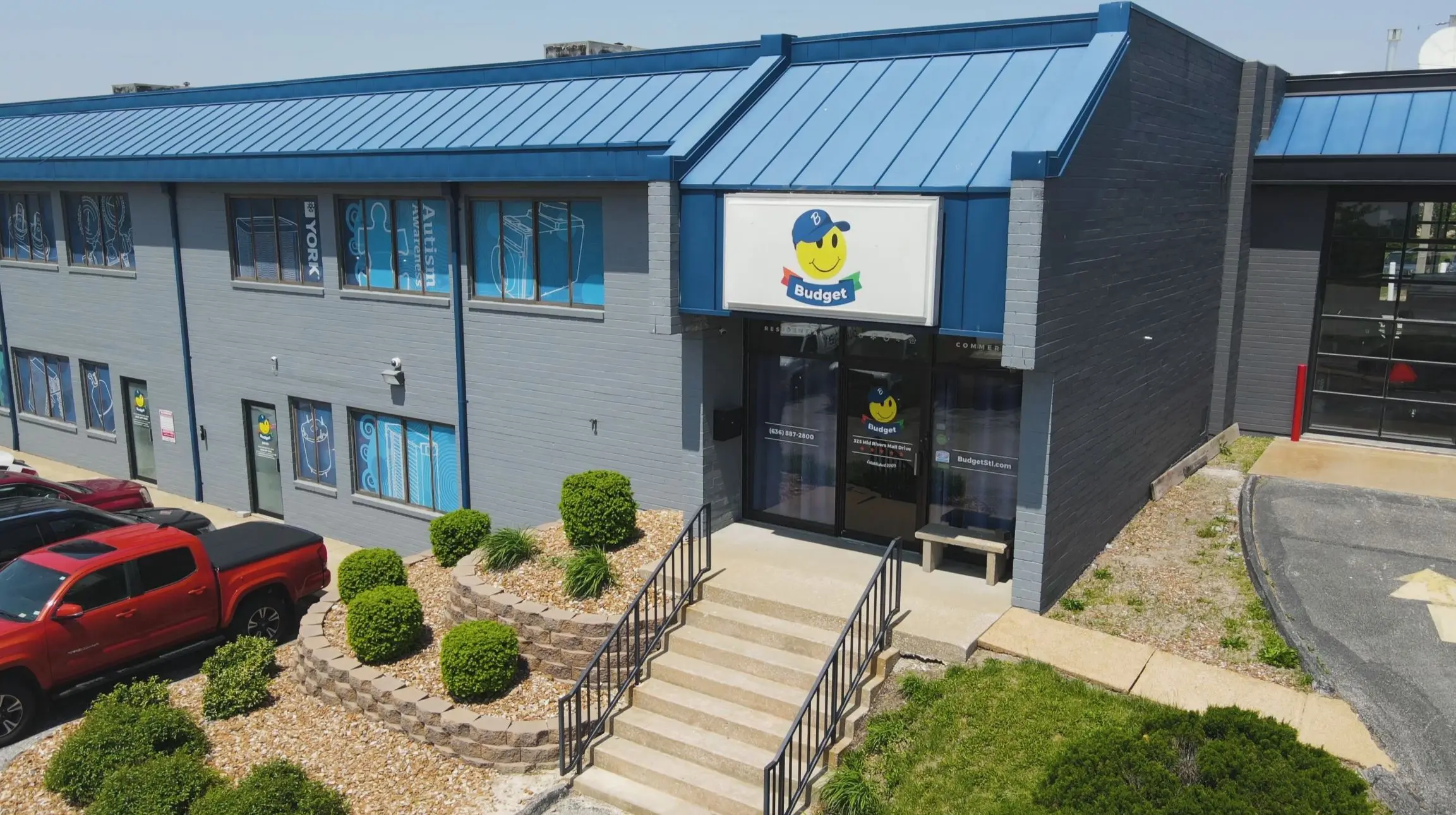 The Budget Heating, Cooling & Plumbing building on Mid Rivers Mall Drive in St. Peters, Missouri